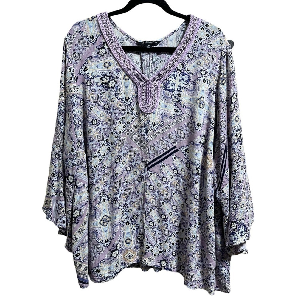Zac & Rachel Floral Bell Sleeve Embroidered Blouse Women’s Size 3X